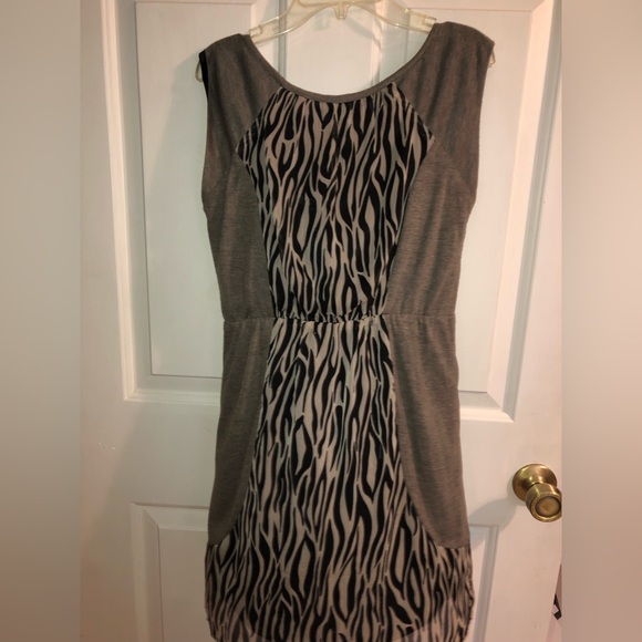 Sleeveless taupe with animal print dress. Size small - Picture 2 of 5